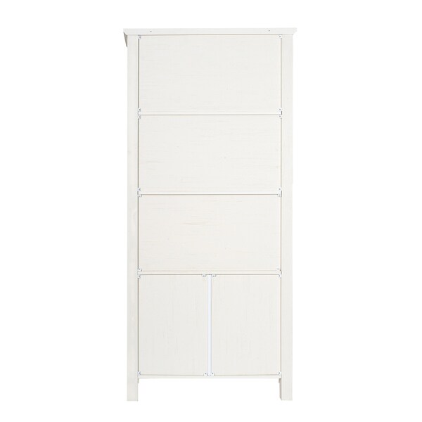 Flash Furniture Stella Modern Farmhouse Wooden Bookcase and Storage Cabinet, 3 Upper Shelves in White - ZG-027-WHT-GG