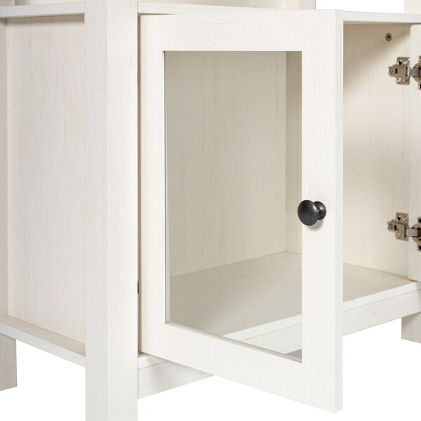 Flash Furniture Stella Modern Farmhouse Wooden Bookcase and Storage Cabinet, 3 Upper Shelves in White - ZG-027-WHT-GG