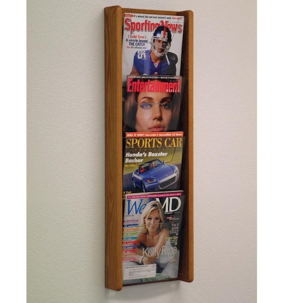 Vertex 4 in. Stance 4 Pocket Wall Display - Black & Medium Oak - VE3951984