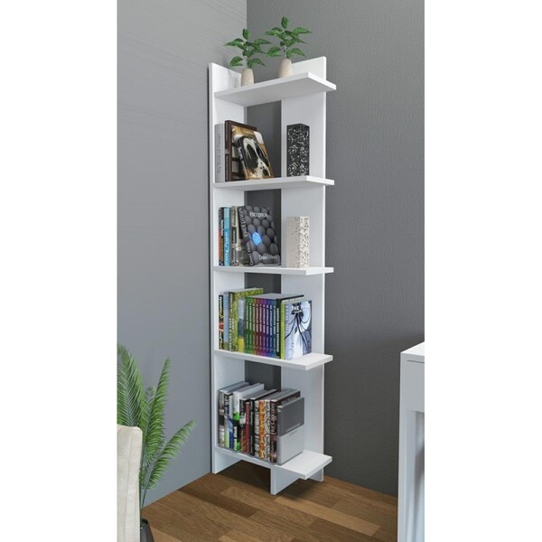 Kd Cama De Bebe 67 x 18 x 9 in. Alice Accent Corner Unit Bookcase - White - KD2563786