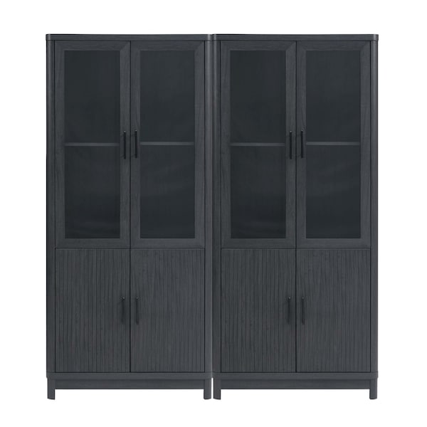 Manhattan Comfort Jodie Bookcase in Charcoal Grey, 2PK - 2-BC001-GY