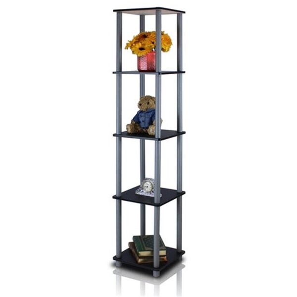 Furinno Furinno Turn-N-Tube 5-Tier Corner Square Rack Display Shelf; Black & Grey - 57.7 x 11.6 x 11.6 in. - 99132BK/GY
