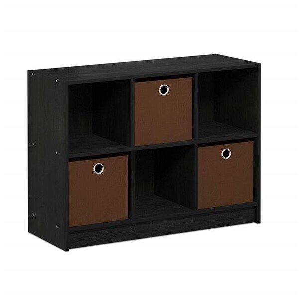 Furinno Furinno 99940AM-MBR Basic 3 x 2 in. Bookcase Storage with & Bins; Americano & Medium Brown - 99940AM/MBR