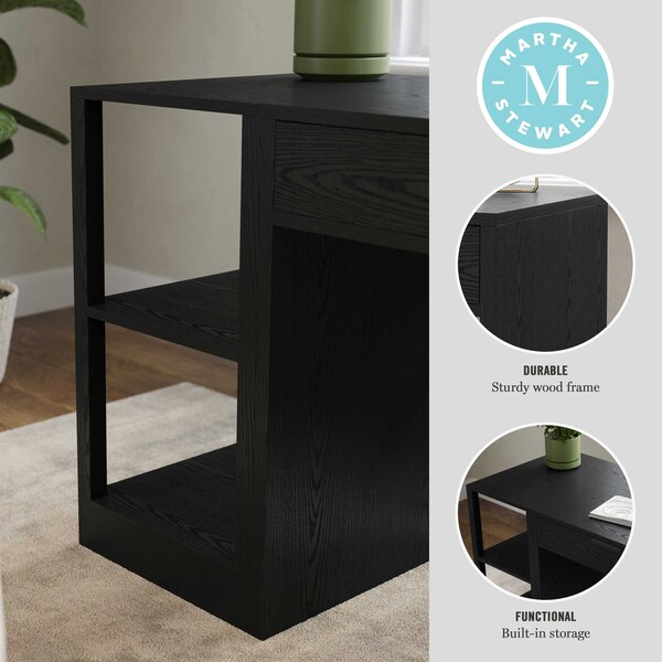 Martha Stewart Kayden Home Office Modular 2 Tier Bookshelf in Black - NAN-FY-23042-SF-BK-MS