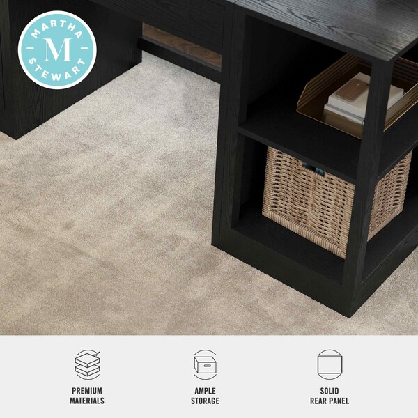 Martha Stewart Kayden Home Office Modular 2 Tier Bookshelf in Black - NAN-FY-23042-SF-BK-MS