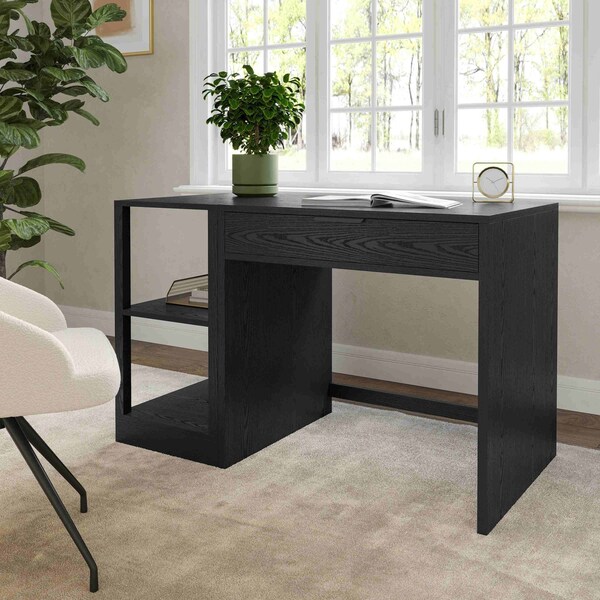 Martha Stewart Kayden Home Office Modular 2 Tier Bookshelf in Black - NAN-FY-23042-SF-BK-MS