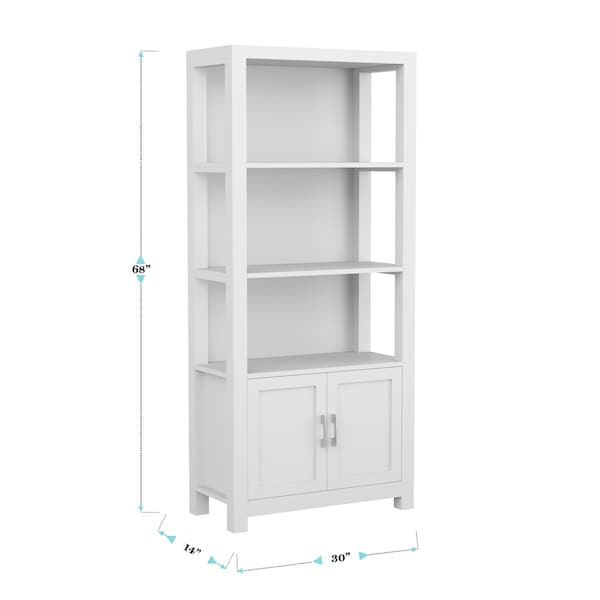 Martha Stewart Hutton Four Tier Shaker Style Bookcase with Storage Cabinet in Gray with Brushed Nickel Hardware - ZG-053-GY-MS