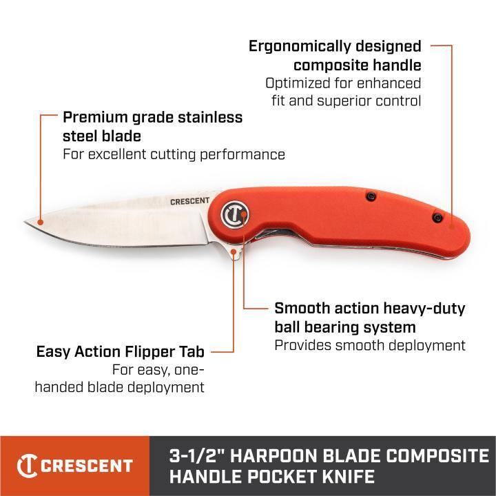 Crescent 3.5 in. Harpoon Blade Everyday Carry Pocket Knife with Rawhide Composite Handle - CPK350CR