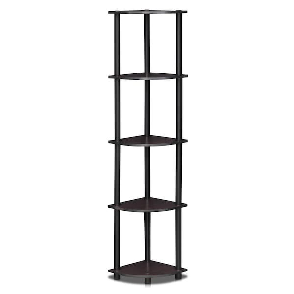 Furinno Turn-N-Tube 5 Tier Corner Display Rack Multipurpose Shelving Unit, Dark Walnut - 99811DWN