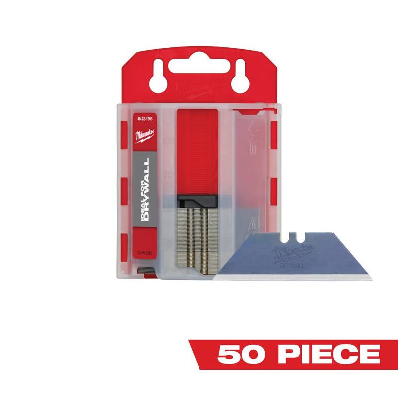 Milwaukee Drywall Utility Knife Blades with Dispenser (50-Piece) - 48-22-1953