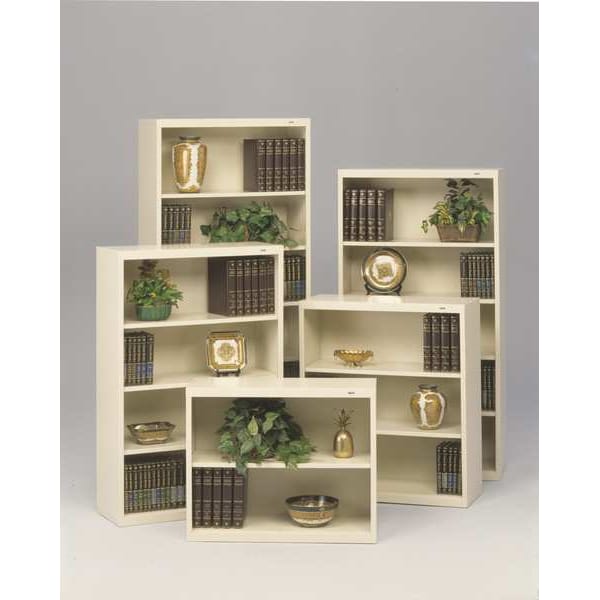Tennsco 3-Shelf Bookcase, All Welded Steel 42"x36" Champagne/Putty - BC18-42 PUTTY