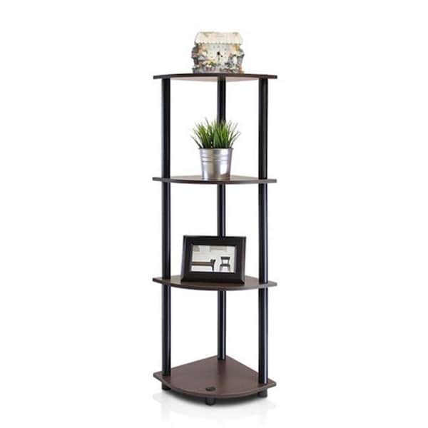 Furinno Furinno Turn-N-Tube 4-Tier Corner Display Rack Multipurpose Shelving Unit; Dark Brown Grain & Black - 43.5 x 11.6 x 11.6 in. - 12078DB-WG/BK