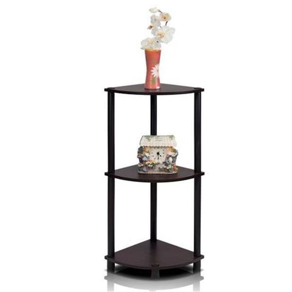 Highkey Turn-N-Tube 3-Tier Corner Display Rack Multipurpose Shelving Unit; Espresso & Black - 29.6 x 11.6 x 11.6 in. - LR93512