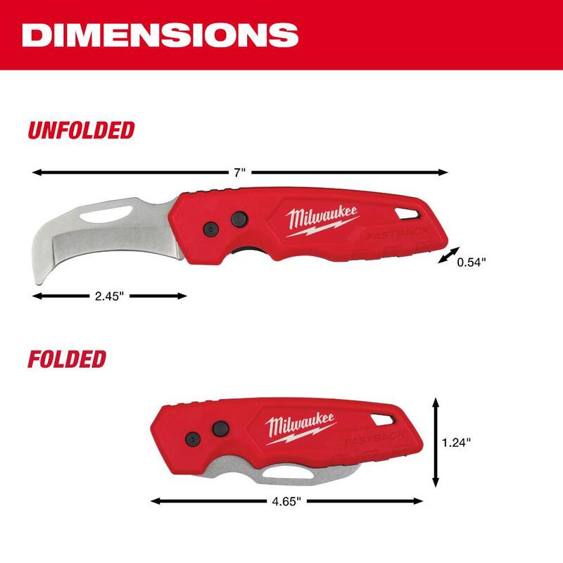 Milwaukee Linemans Blunt Tip Hawkbill Knife with STICKWORK 3- In-1 Ring and FASTBACK Stainless Blunt Tip Hawkbill Folding Knife - 48-22-1923-48-22-1526