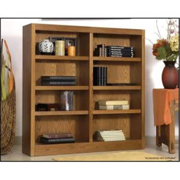 Concepts In Wood Double Wide Bookcase- Dry Oak Finish 8 Shelves - MI4848-D