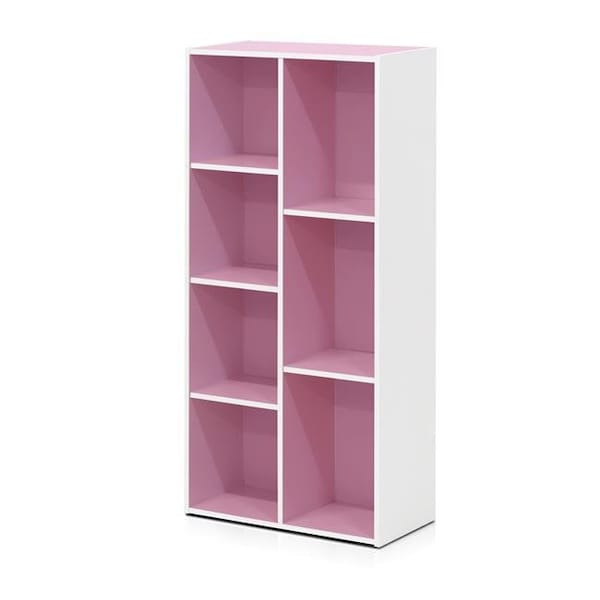 Furinno Furinno 11048WH-PI 7-Cube Reversible Open Shelf; White & Pink - 11048WH/PI