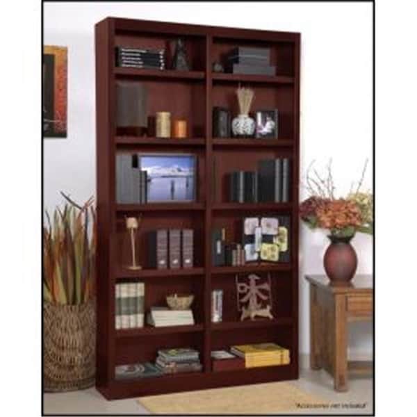 Concepts In Wood Concepts In Wood MI4884-C Double Wide Bookcase; Cherry Finish 12 Shelves - MI4884-C