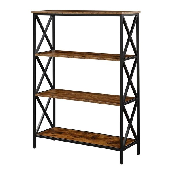 Convenience Concepts Tucson 4 Tier Bookcase, Barnwood & Black - HI2540482