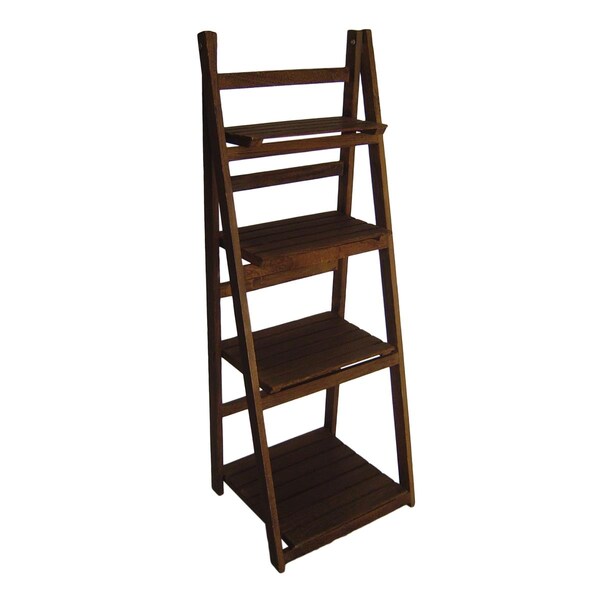Cheungs Rattan 4 Tier Wood Shelf Stand, Brown - FP-3862