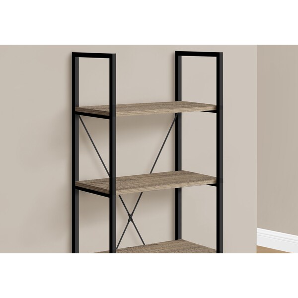 Monarch Specialties Bookshelf, Bookcase, 4 Tier, 48 in.H, Office, Bedroom, Brown Laminate, Black Metal, Contemporary - I 7800