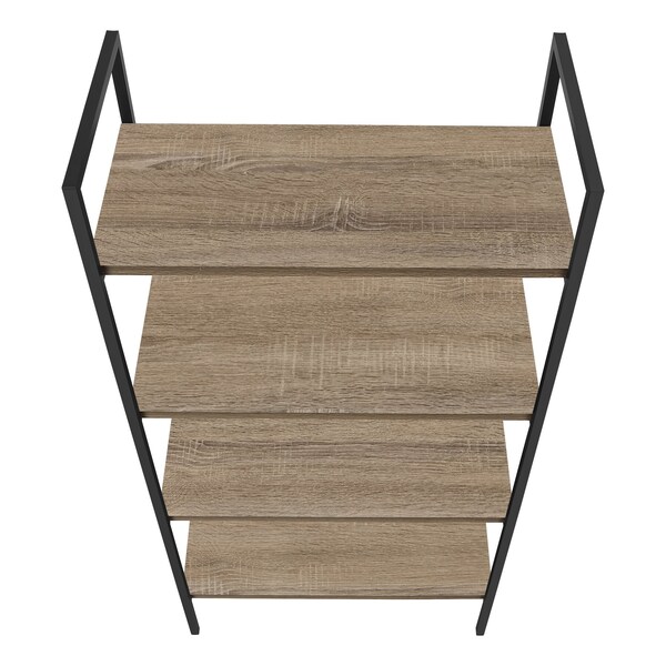 Monarch Specialties Bookshelf, Bookcase, 4 Tier, 48 in.H, Office, Bedroom, Brown Laminate, Black Metal, Contemporary - I 7800