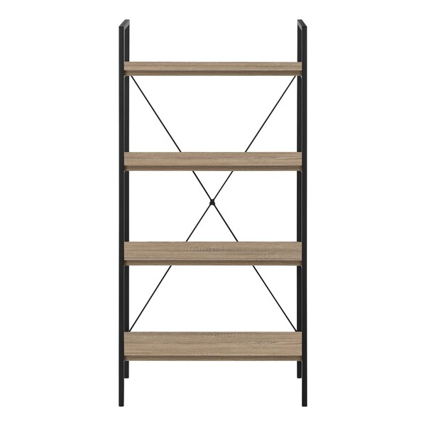 Monarch Specialties Bookshelf, Bookcase, 4 Tier, 48 in.H, Office, Bedroom, Brown Laminate, Black Metal, Contemporary - I 7800