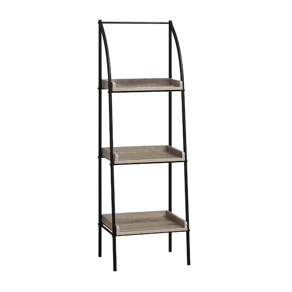 Monarch Specialties Bookshelf, Bookcase, Etagere, Corner, 3 Tier, 48"H, Office, Bedroom, Metal, Laminate, Brown, Black - I 7228