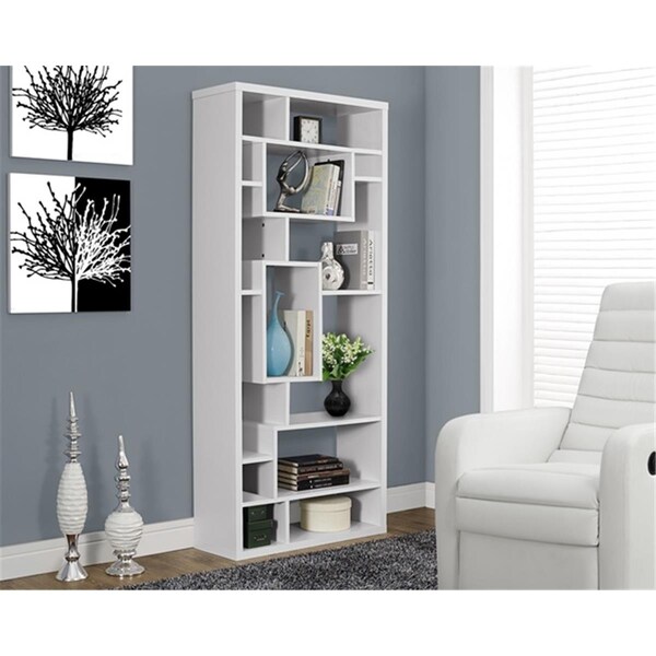 Monarch Specialties White Hollow-Core 72 Inch H Bookcase - MO442652