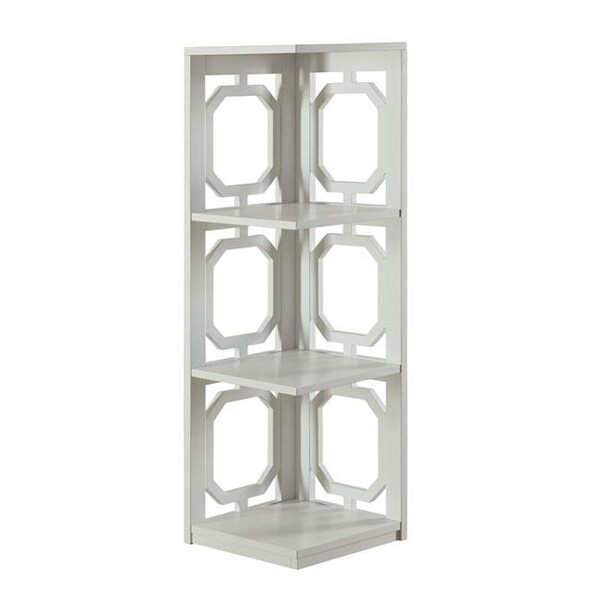 Omega Omega 203270W 3 Tier Corner Bookcase; White - 12 x 12 x 38.5 in. - 203270W