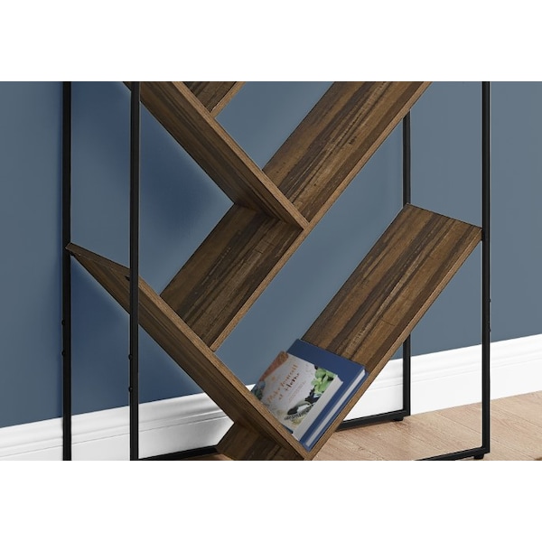 Monarch Specialties Bookshelf, Bookcase, Etagere, 3 Tier, 60"H, Office, Bedroom, Metal, Laminate, Black, Brown - I 2202