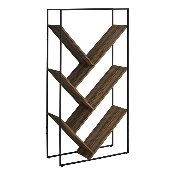 Monarch Specialties Bookshelf, Bookcase, Etagere, 3 Tier, 60"H, Office, Bedroom, Metal, Laminate, Black, Brown - I 2202