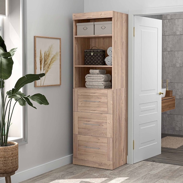 Bestar Pur 25W Storage Unit with 3 Drawers in rustic brown - 26871-000009