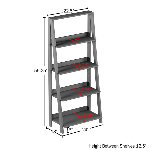 Hastings Home Freestanding Ladder Bookcase, Gray - 187644OIH