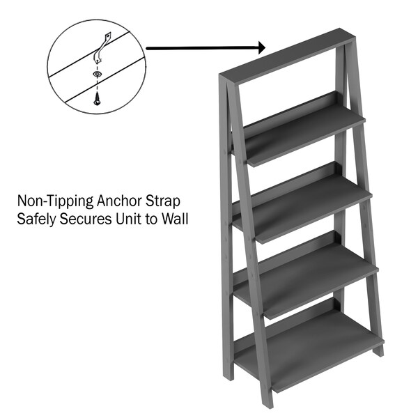 Hastings Home Freestanding Ladder Bookcase, Gray - 187644OIH