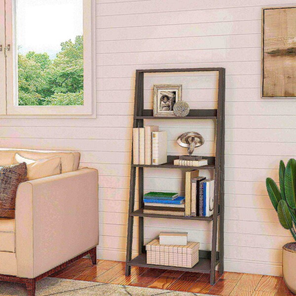 Hastings Home Freestanding Ladder Bookcase, Gray - 187644OIH