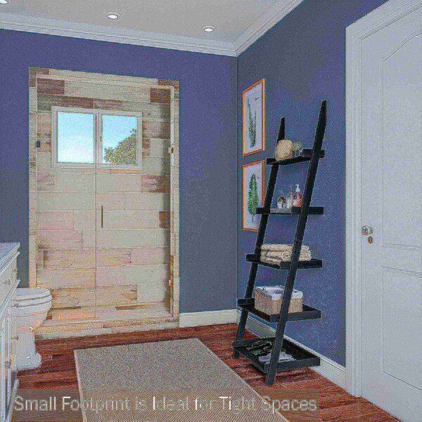 Hastings Home Leaning Ladder Bookcase, Black - 225611FWV