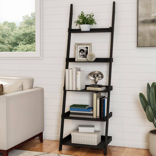 Hastings Home Leaning Ladder Bookcase, Black - 225611FWV