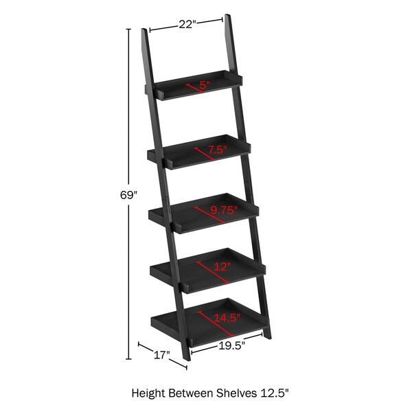 Hastings Home Leaning Ladder Bookcase, Black - 225611FWV