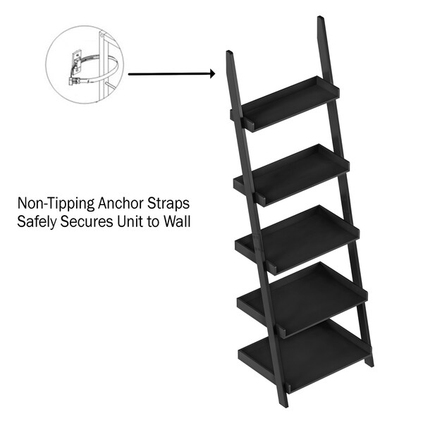 Hastings Home Leaning Ladder Bookcase, Black - 225611FWV