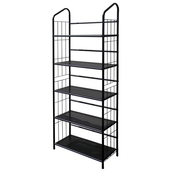 Homeroots Black Five Shelf Metal Standing Book Shelf - 469090