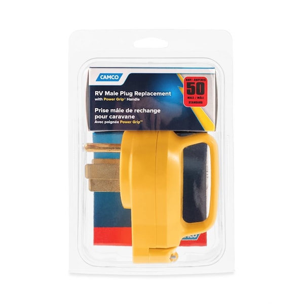 Camco 50AMP POWERGRIP REPL MALE PLUG 125-250V/12500W, CLAM, CCSAUS - 55255