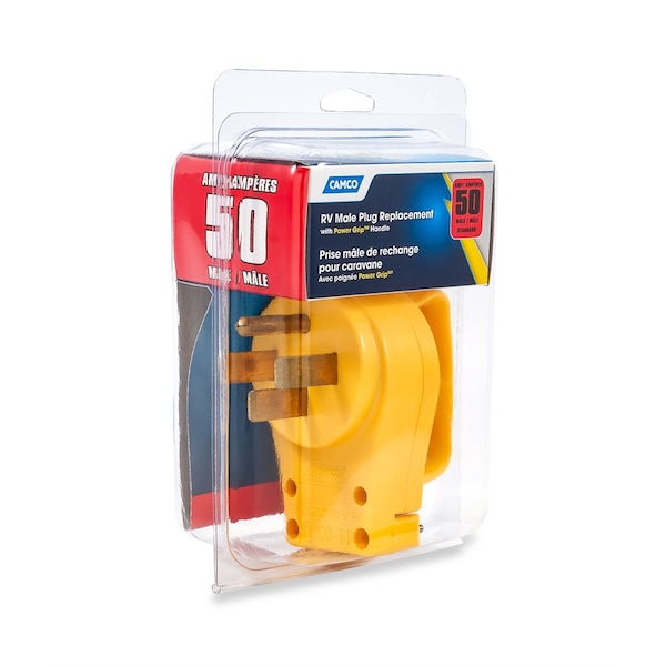 Camco 50AMP POWERGRIP REPL MALE PLUG 125-250V/12500W, CLAM, CCSAUS - 55255