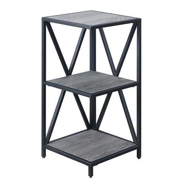 Convenience Concepts Tucson Metal 3 Tier Corner Bookcase, Weathered Gray & Black - HI2827260