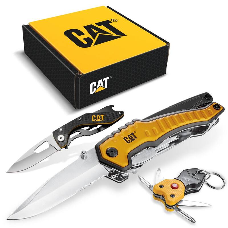 CAT 3-Piece 9-in-1 Multi-Tool, Knife, and Multi-Tool Key Chain Gift Box Set - 240125