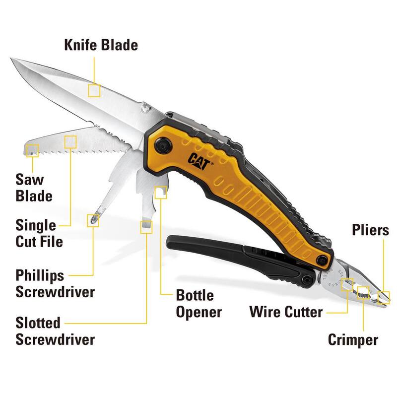 CAT 3-Piece 9-in-1 Multi-Tool, Knife, and Multi-Tool Key Chain Gift Box Set - 240125