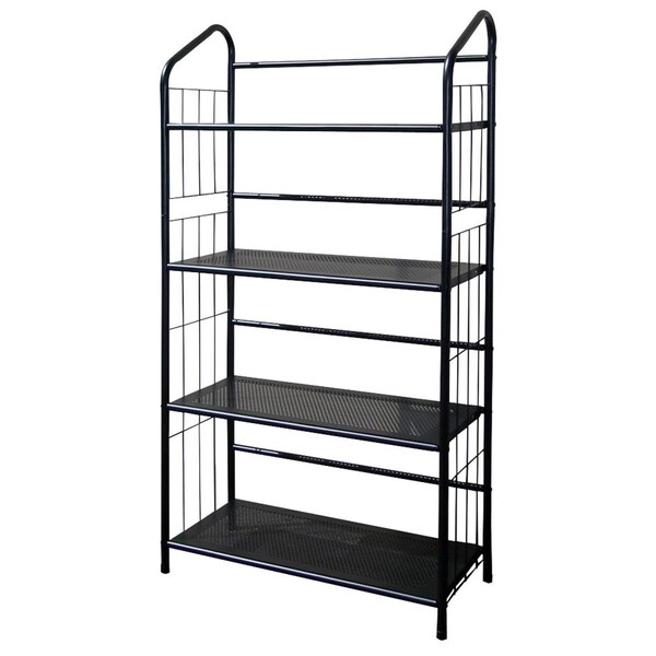 Homeroots Black Four Shelf Metal Standing Book Shelf - 469089