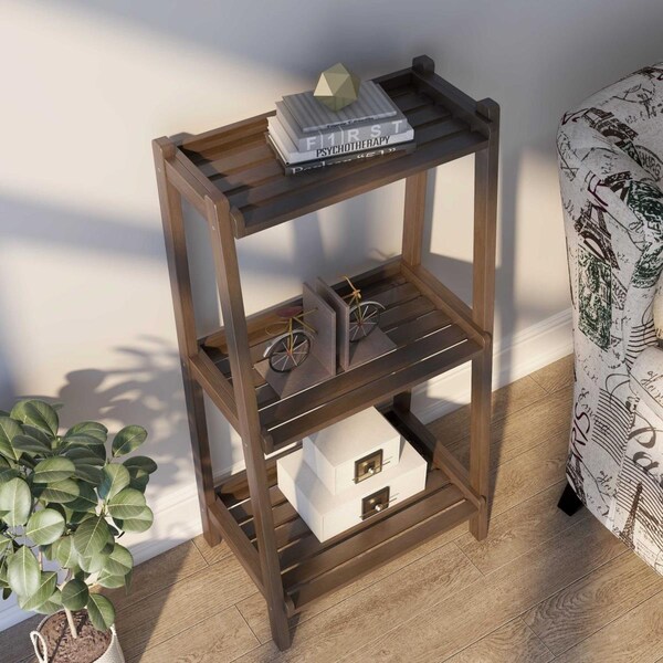 Gfancy Fixtures Bookcase with 3 Shelves, Espresso - 42 x 22 x 13.75 in. - GF3682996
