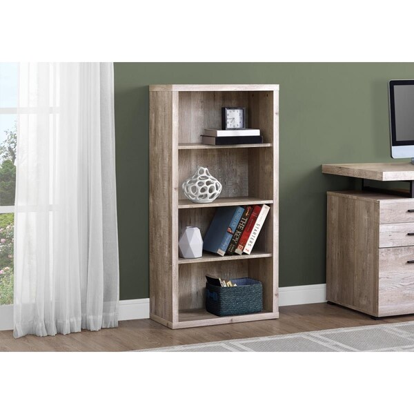 Gfancy Fixtures 47.5 in. Taupe Particle Board & MDF Bookshelf with Adjustable Shelves - GF3708489