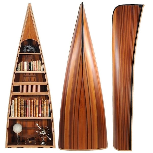 Gfancy Fixtures Wooden Canoe Book Shelf - 31 x 90 x 20.5 in. - GF3093968