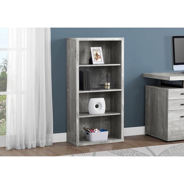 Gfancy Fixtures 47.5 in. Grey Particle Board & MDF Bookshelf with Adjustable Shelves - GF3082529